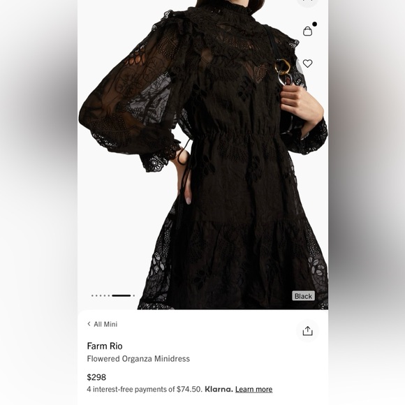 FARM Rio Black Lace Knee-Length Dress - Picture 1 of 3